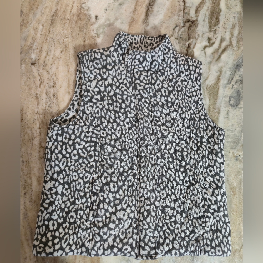 XLJones New York Sport Leopard Print Sleeveless Vest Gray/wht Sz XL - Picture 3 of 8